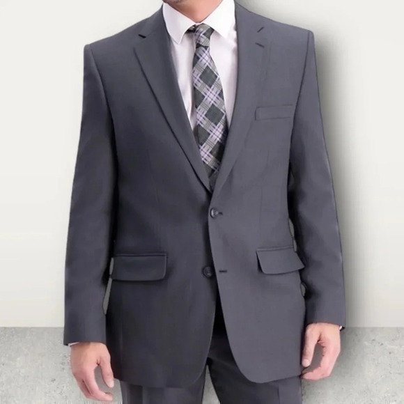 Men’s HAGGAR TRAVEL PREFORMANCE TAILORED-FIT STRETCH SUIT JACKET GRAY 42 SHORT - Picture 1 of 11